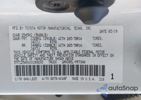 2019 Toyota Tacoma Trd Pro z USA, uszkodzony, nr VIN 5TFCZ5AN1KX189293